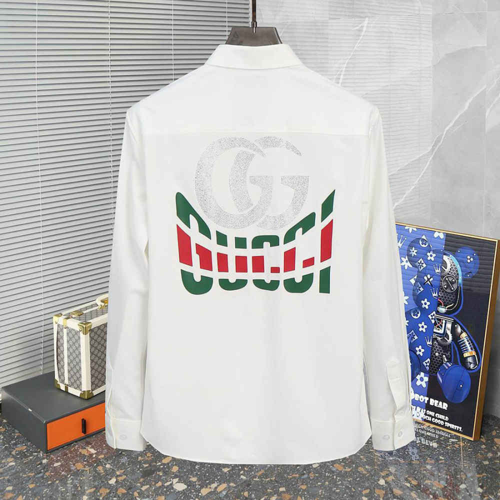 Gucci GG Embroidery White Cotton Shirt-1