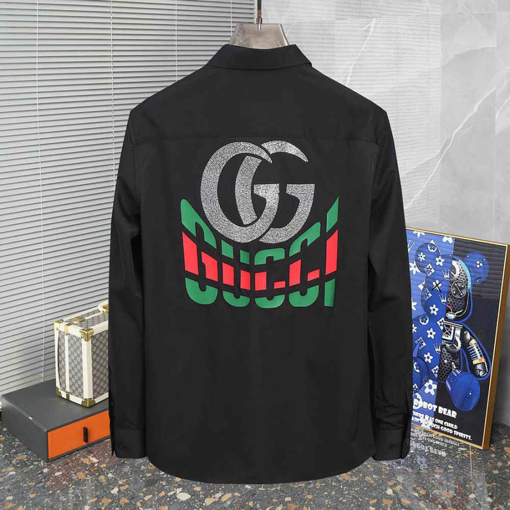 Gucci GG Embroidery Black Cotton Shirt-thumb-1
