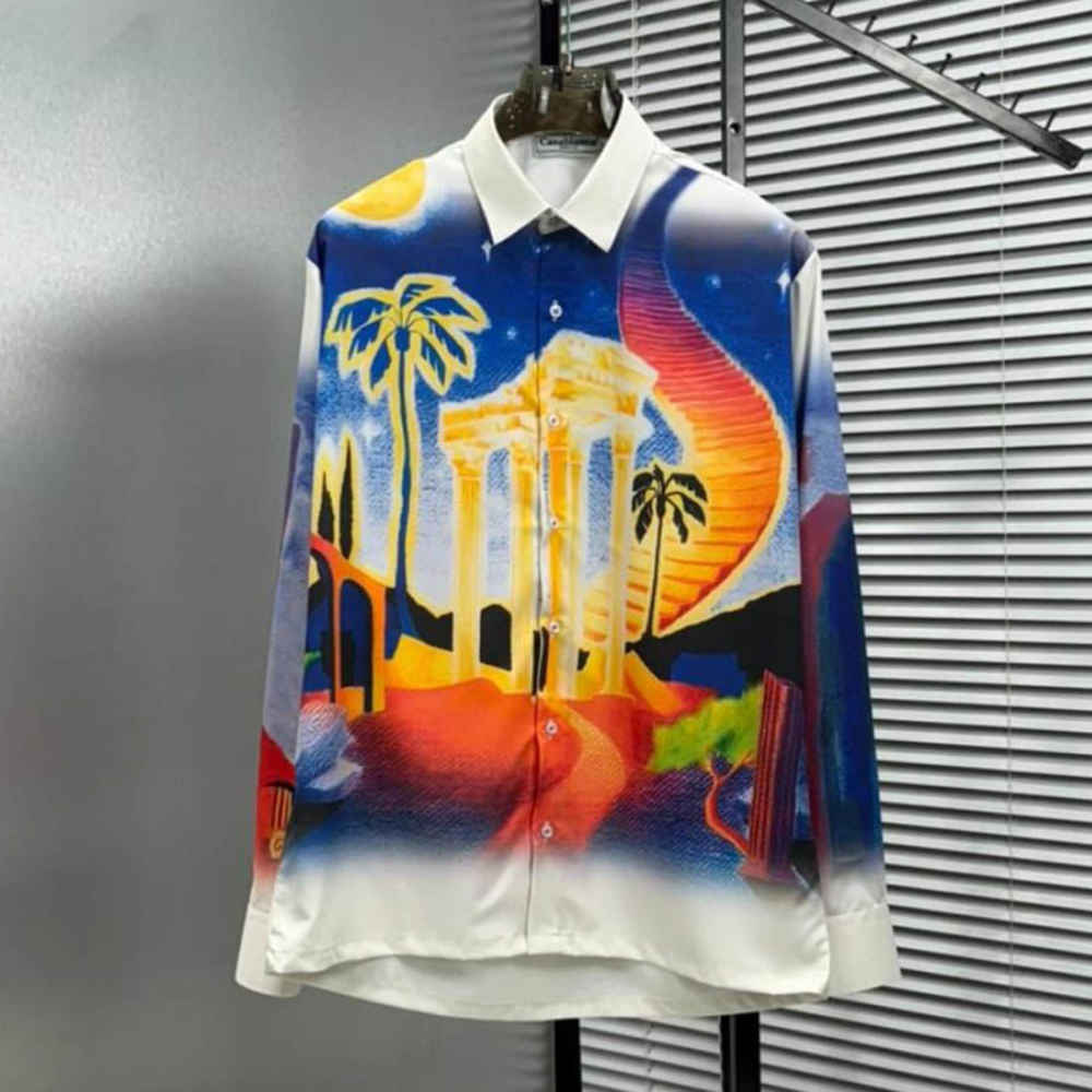 Casablanca Midnight Acropolis Silk Shirt-2