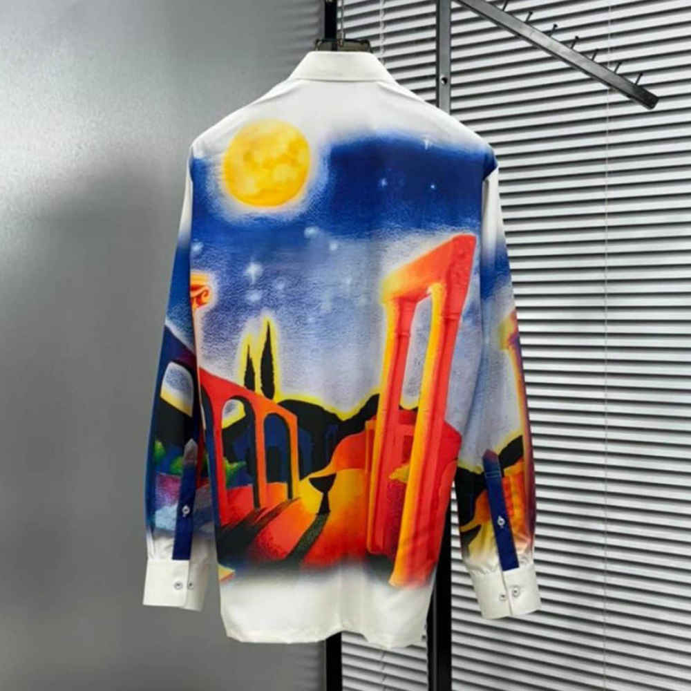 Casablanca Midnight Acropolis Silk Shirt-3