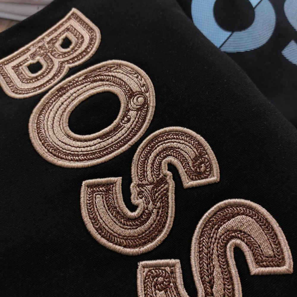Boss Embroidery Black Cotton Sweatshirt-2
