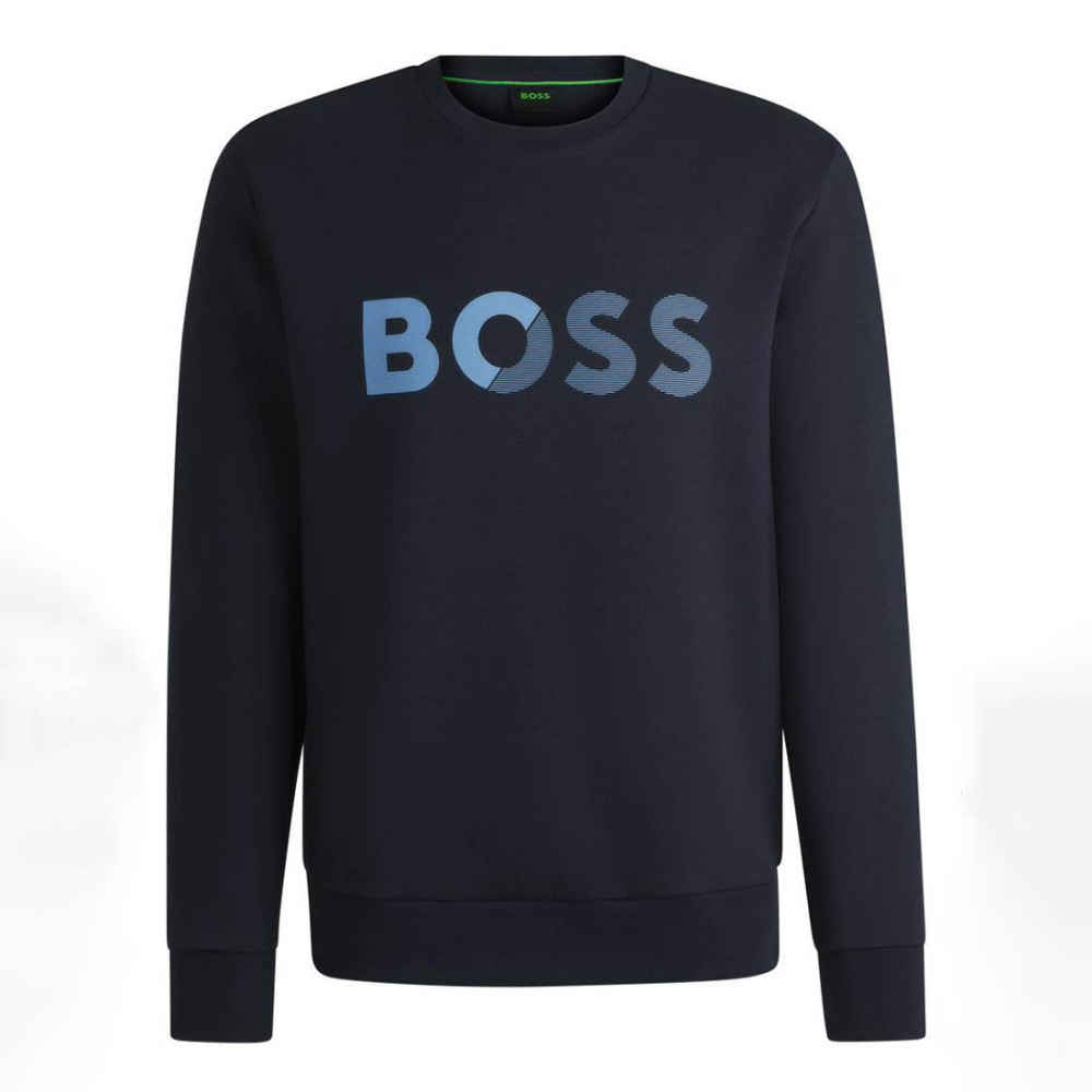 Boss Embroidery Blue Cotton Sweatshirt-2
