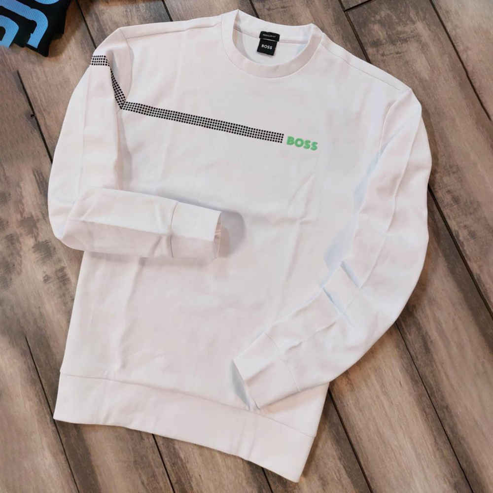 Boss Embroidery White Cotton Sweatshirt-1
