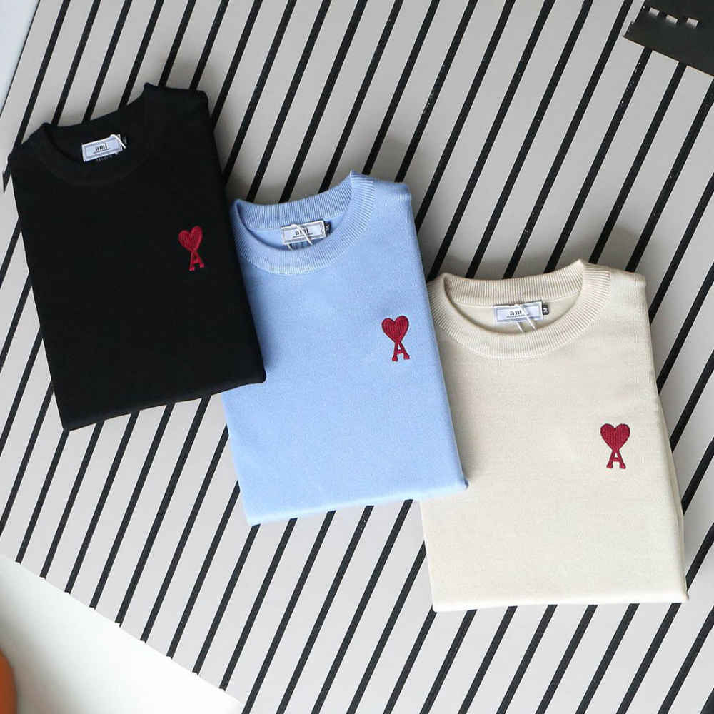 Ami Paris Ami De Cœur Black Crewneck Pullover-3