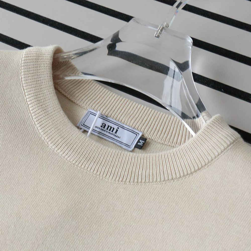 Ami Paris Ami De Cœur Cream Crewneck Pullover-thumb-4