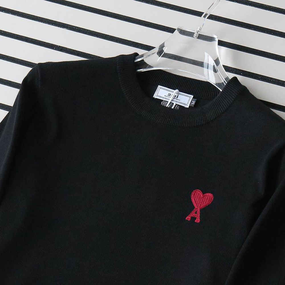 Ami Paris Ami De Cœur Black Crewneck Pullover-1