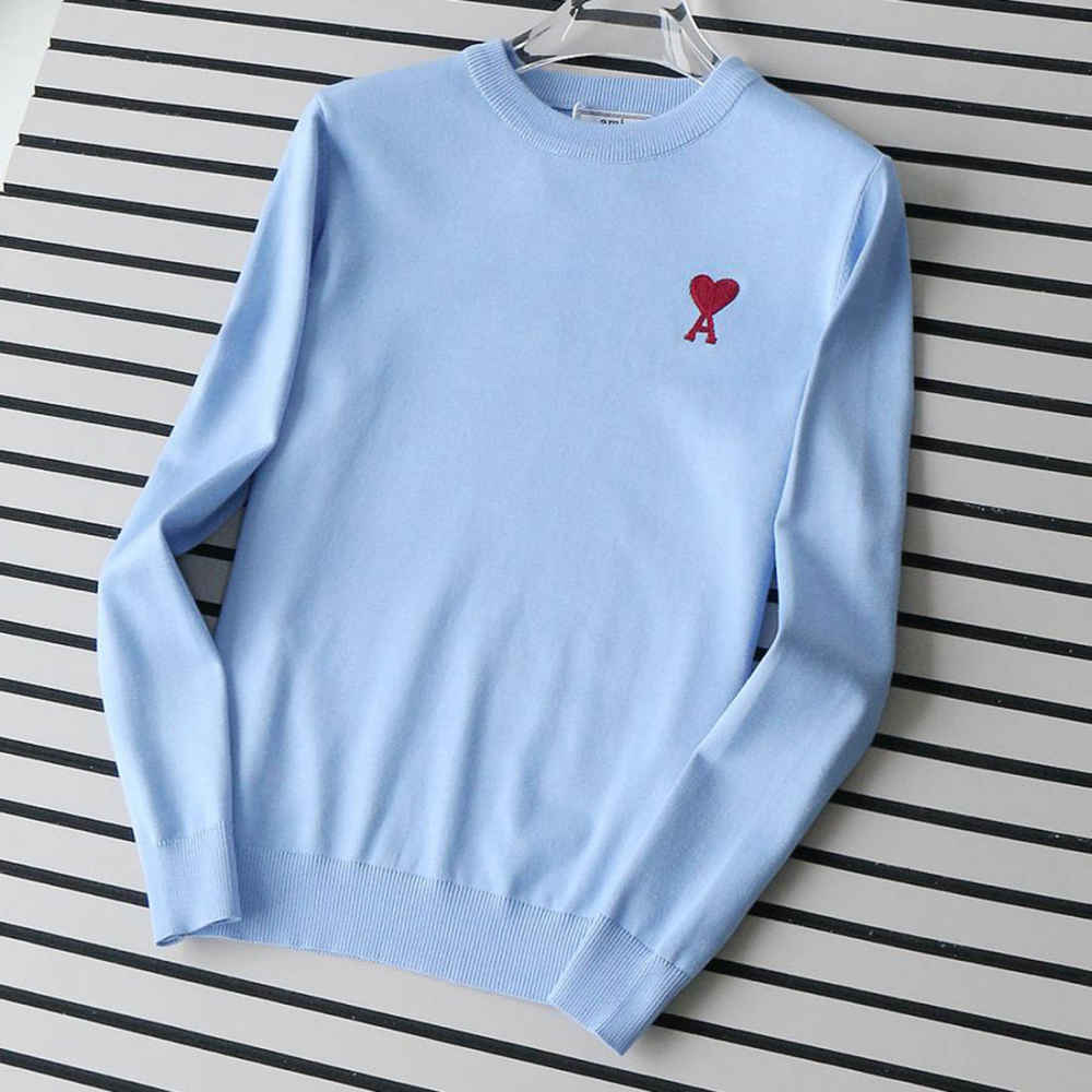 Ami Paris Ami De Cœur Sky Blue Crewneck Pullover-thumb-0