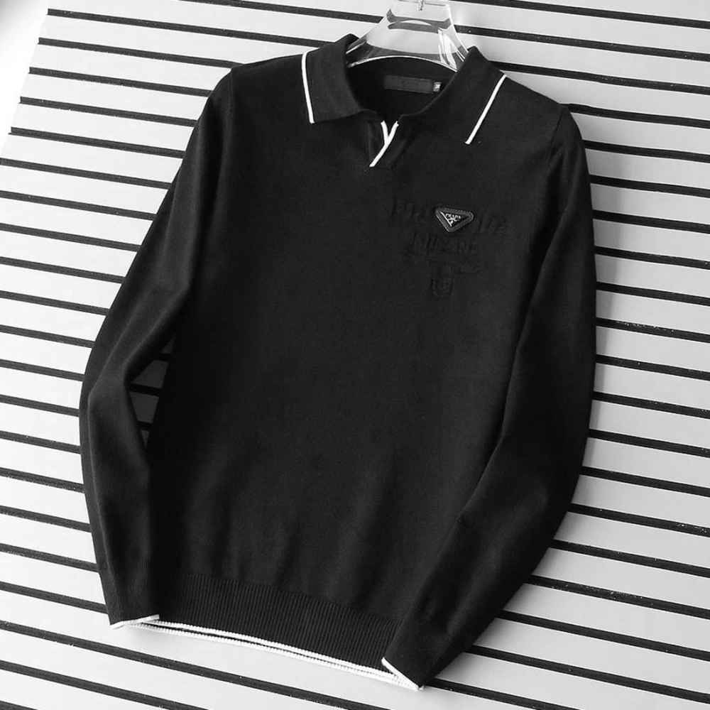 Prada Black Knitted Long-Sleeve Pullover-thumb-0
