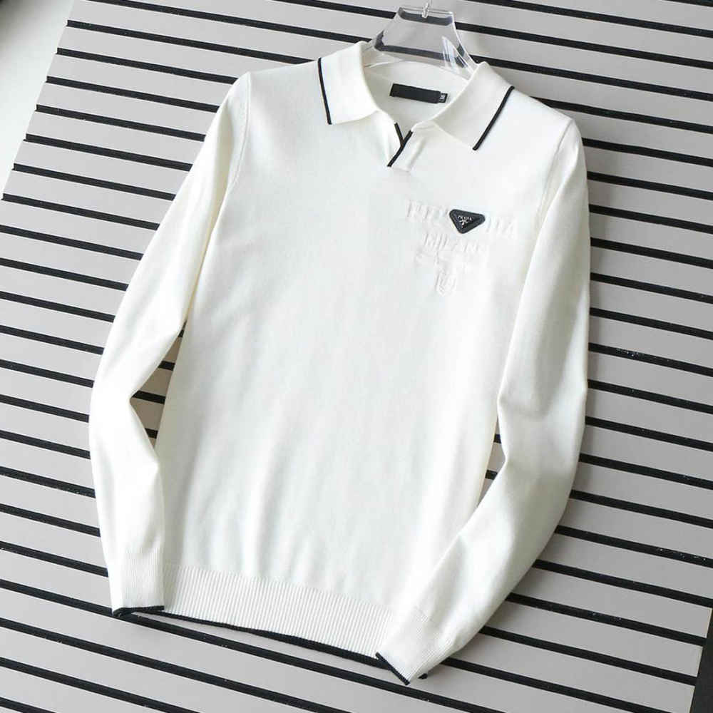 Prada White Knitted Long-Sleeve Pullover-thumb-0