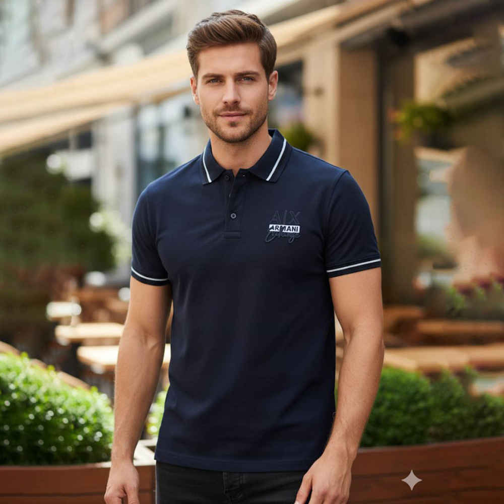 Armani Exchange Blue Premium Quality T-shirt-thumb-0