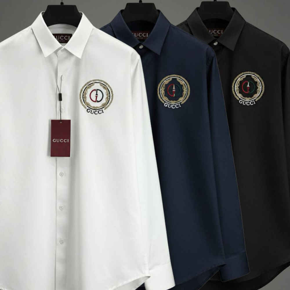 Gucci GG Embroidery Black Cotton Shirt-3