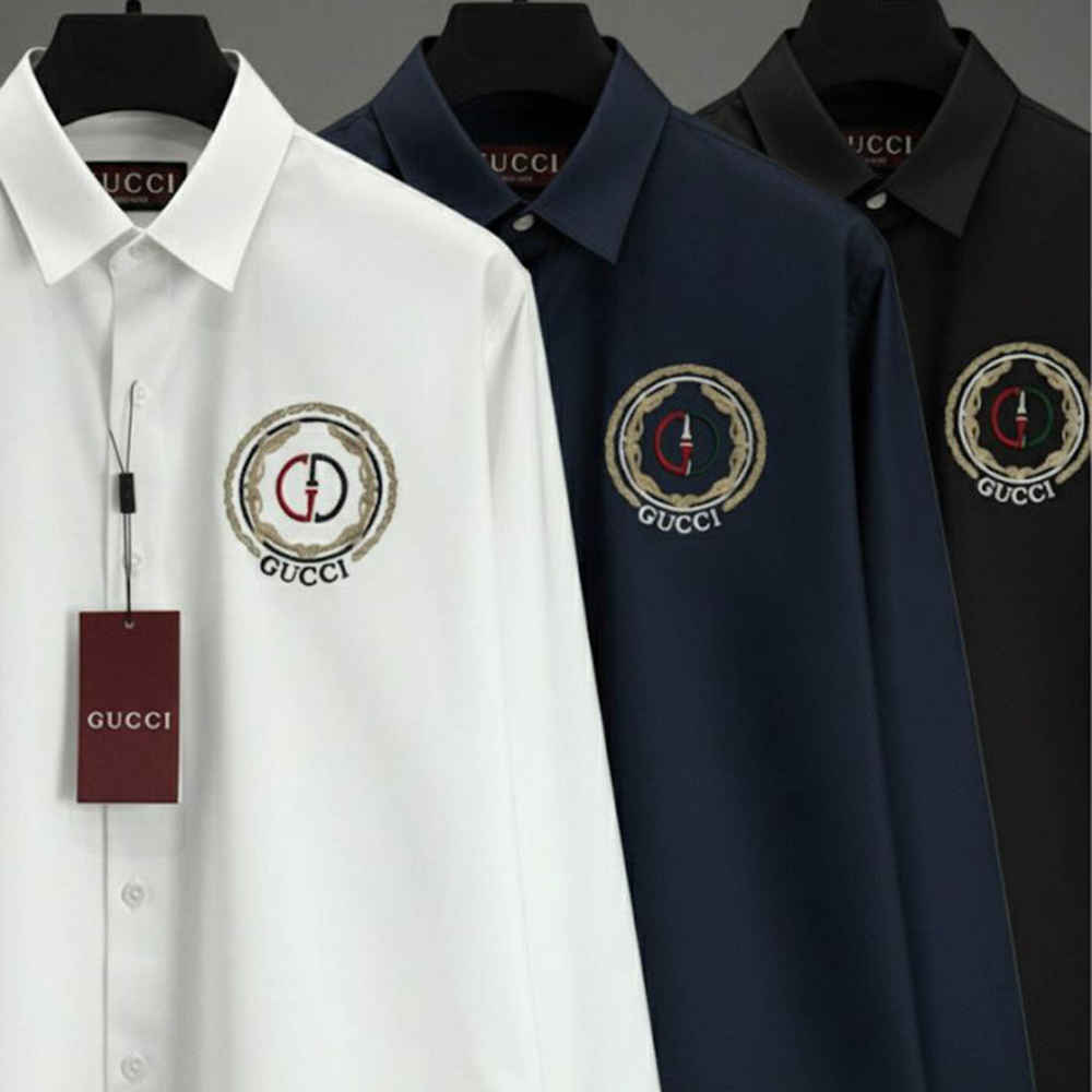 Gucci GG Embroidery Black Cotton Shirt-2