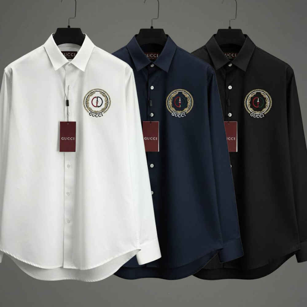 Gucci GG Embroidery Black Cotton Shirt-4