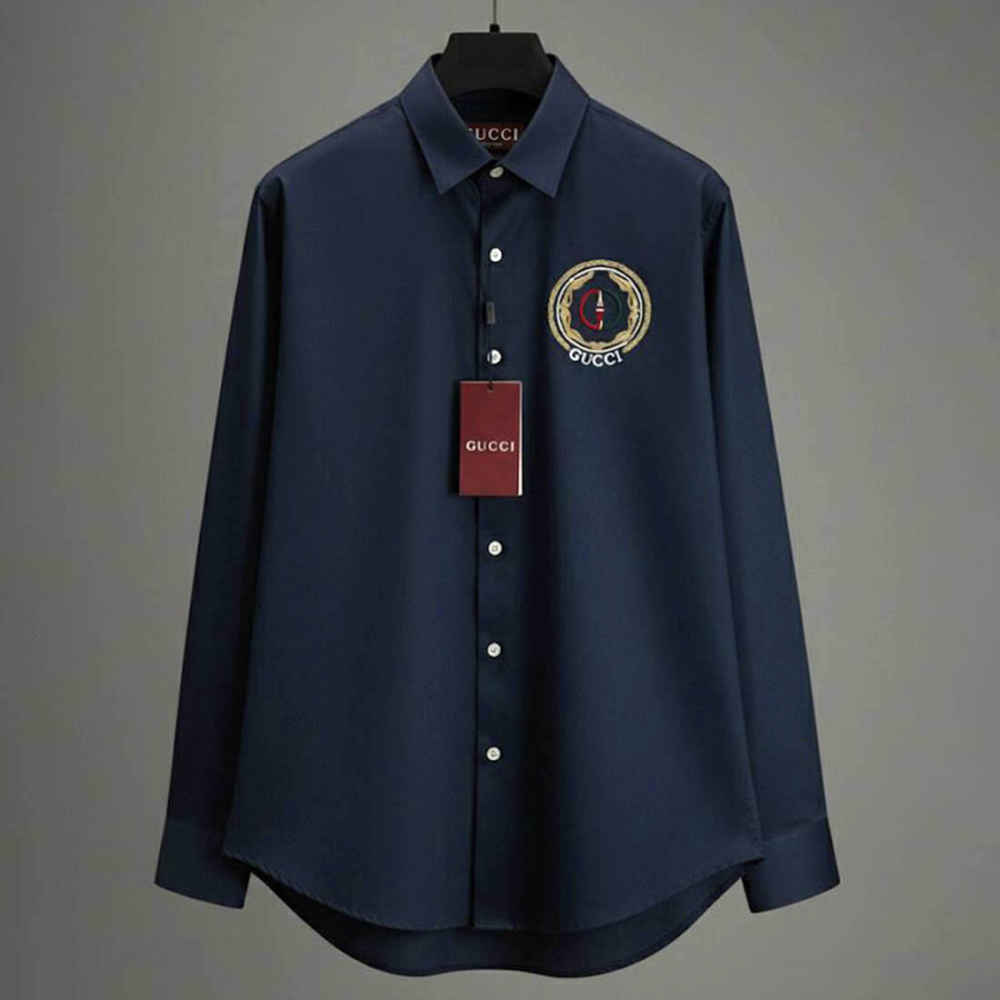 Gucci GG Embroidery Black Cotton Shirt-1