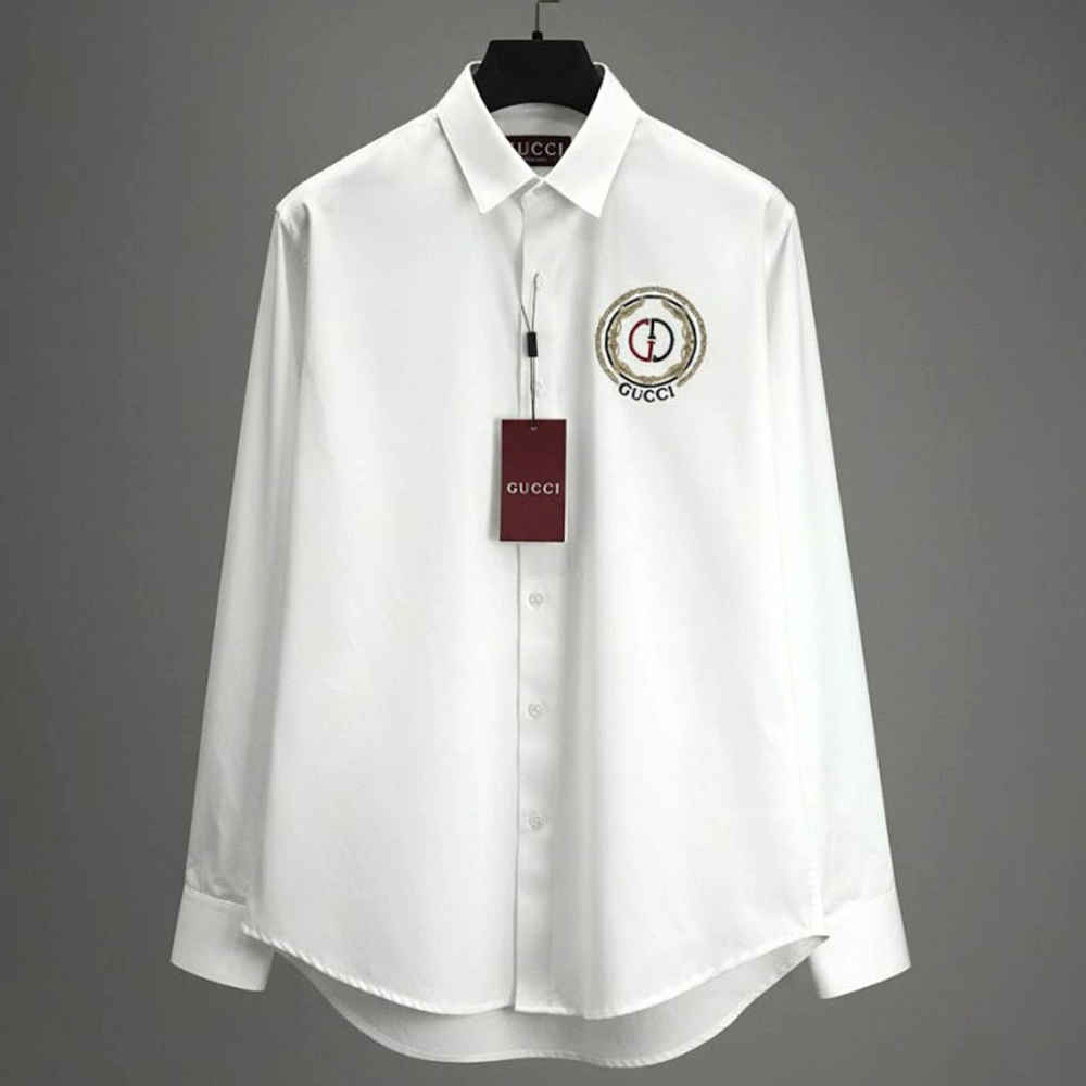 Gucci GG Embroidery White Cotton Shirt-1