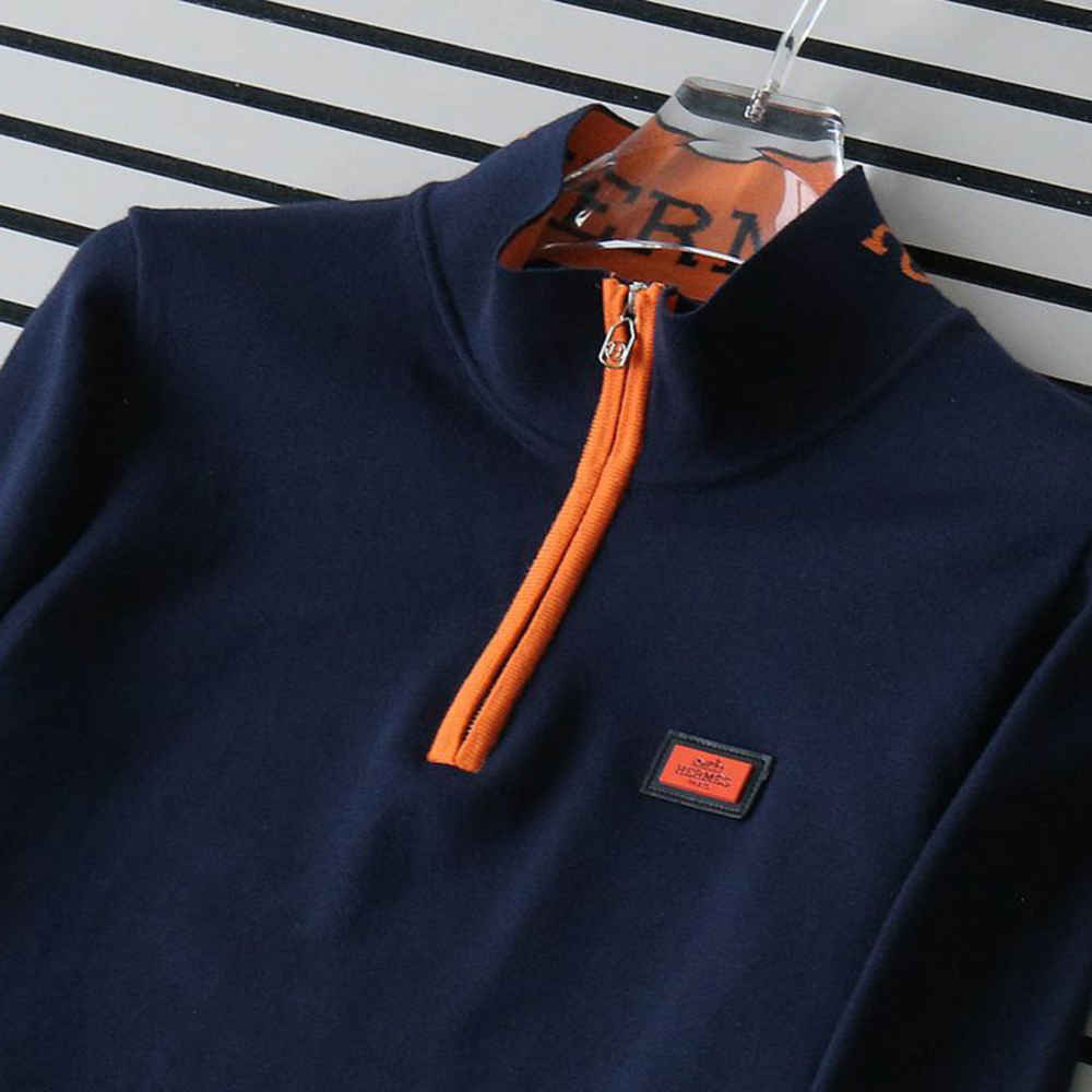 Hermes Blue High-End Authentic Quality Pullover-3