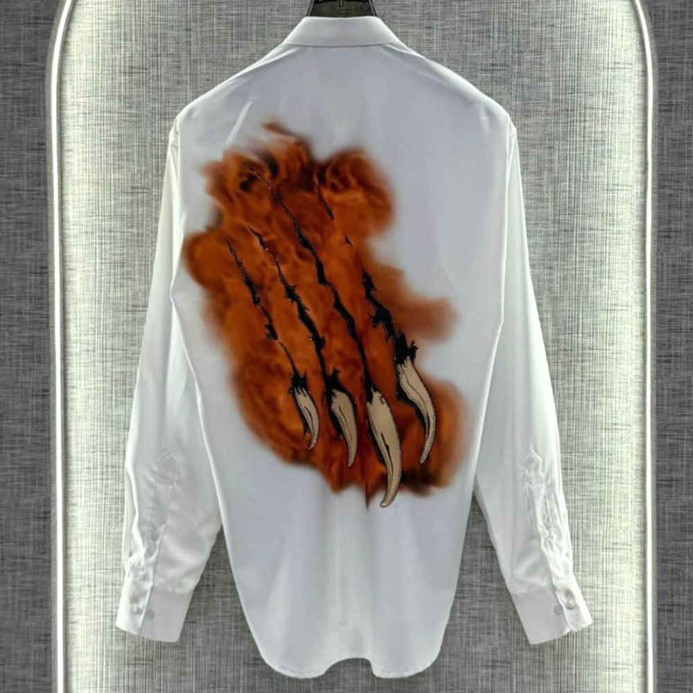 Gucci Tiger Claw & Eye Graphic White Cotton Shirt-1