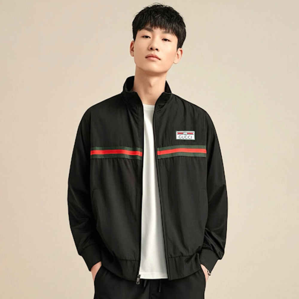 Gucci's Web Stripe Black Zipper-thumb-1