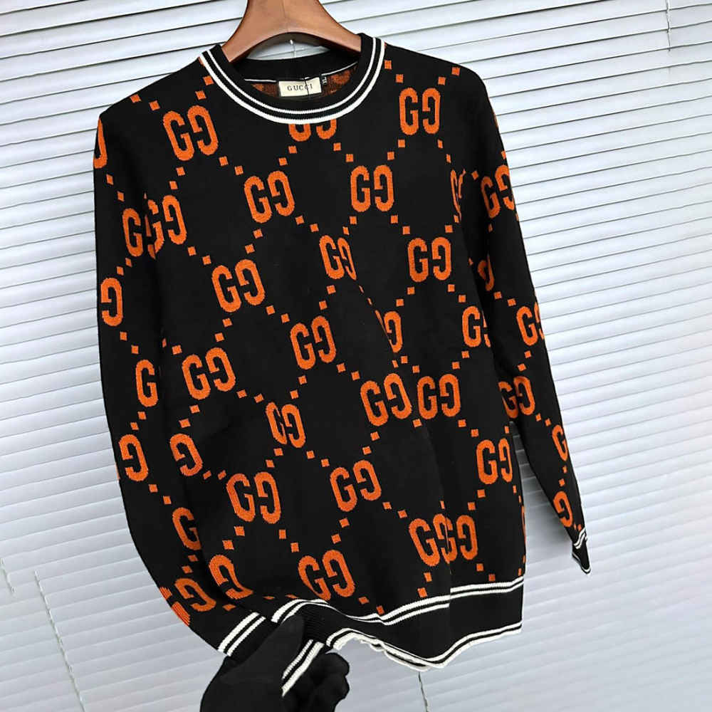 Gucci GG Shadow Logo Wool Black Jacquard Pullover-thumb-1