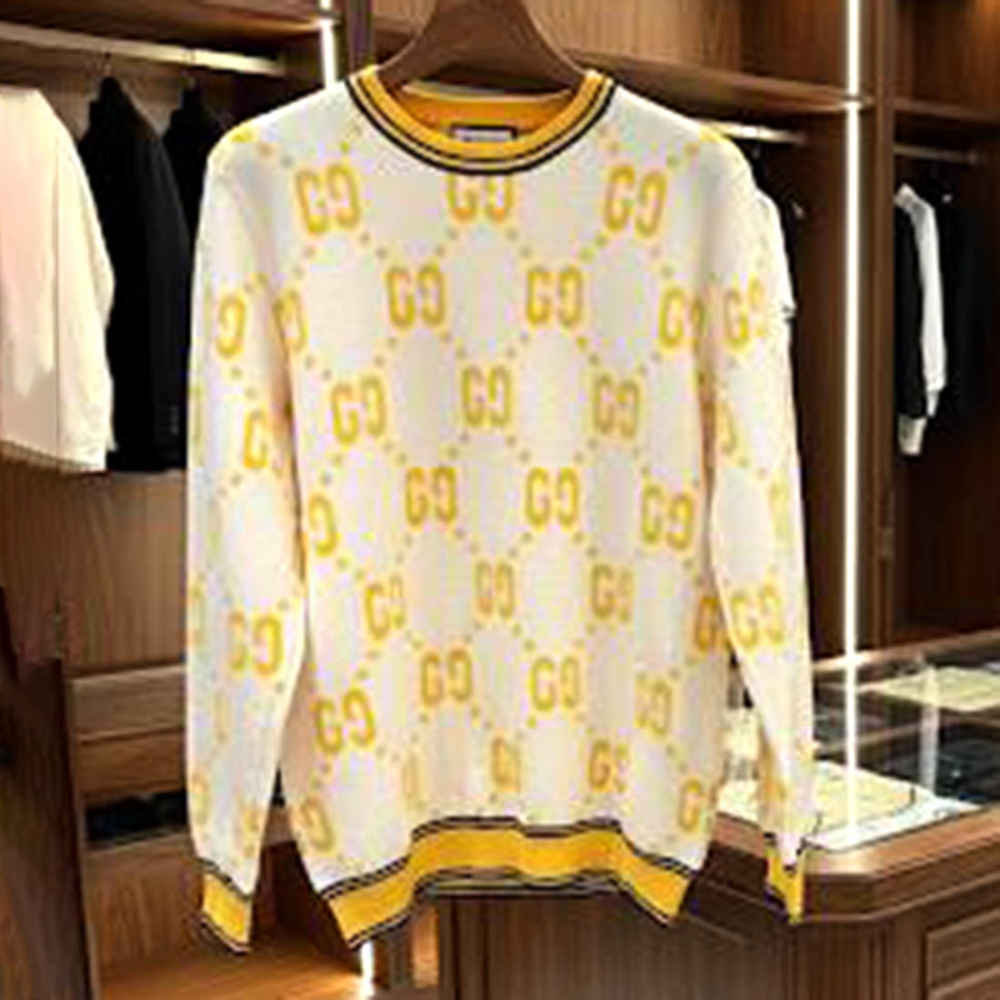 Gucci GG Shadow Logo Wool White Jacquard Pullover-thumb-2