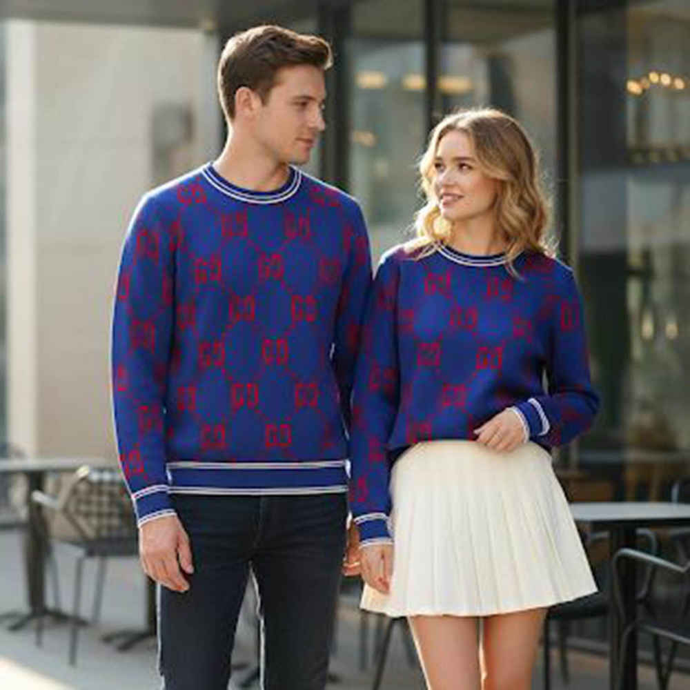 Gucci GG Shadow Logo Wool Purple Jacquard Pullover-1