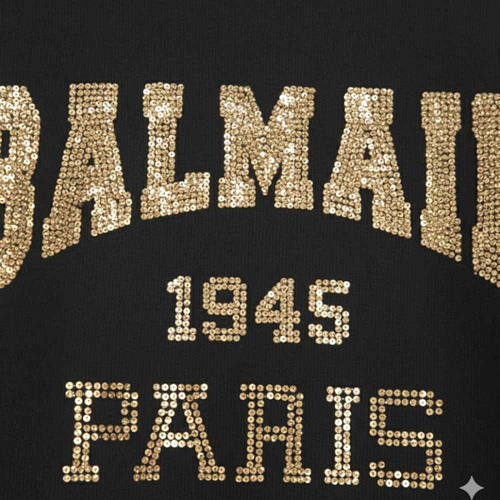 Balmain Paris Golden Logo Black Sweatshirt-2