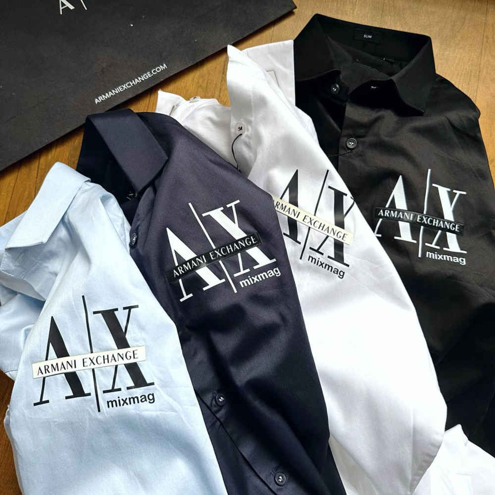 Armani Exchange Men's Mixmag Regular Fit Navy Blue Cotton Shirt-5