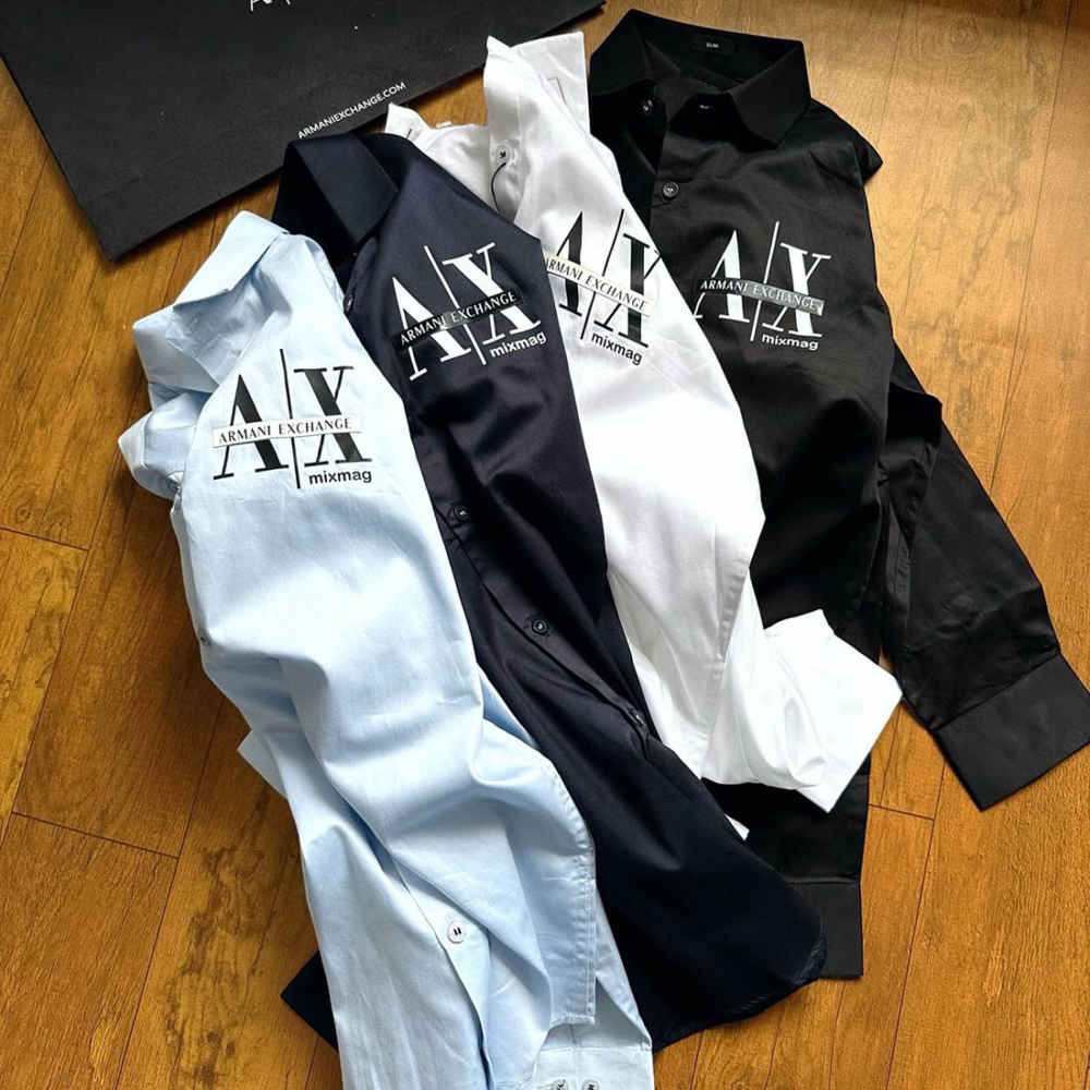 Armani Exchange Men's Mixmag Regular Fit Navy Blue Cotton Shirt-6