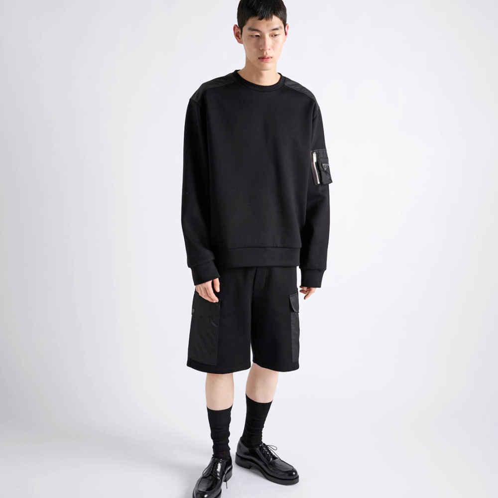 Prada Cotton Fleece and Re-Nylon Sweatshirt-thumb-0
