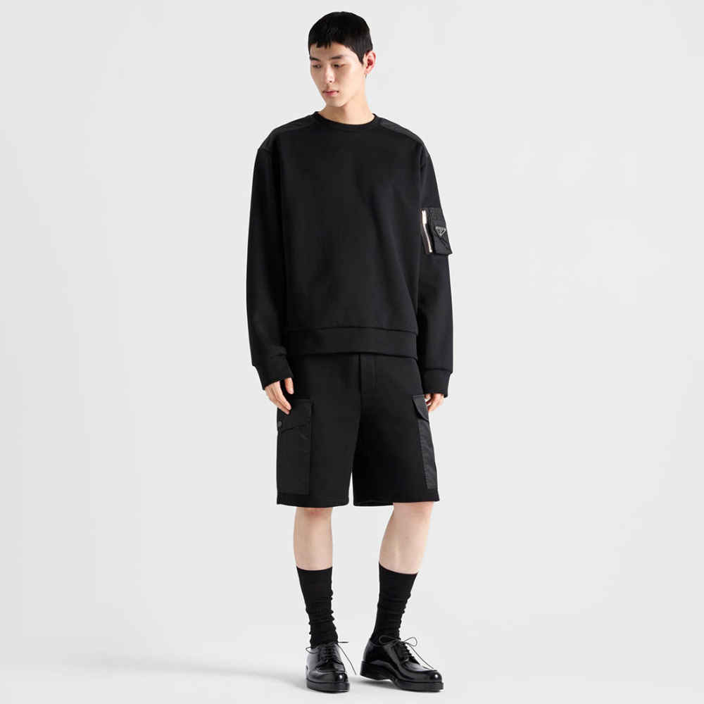 Prada Cotton Fleece and Re-Nylon Sweatshirt-thumb-3