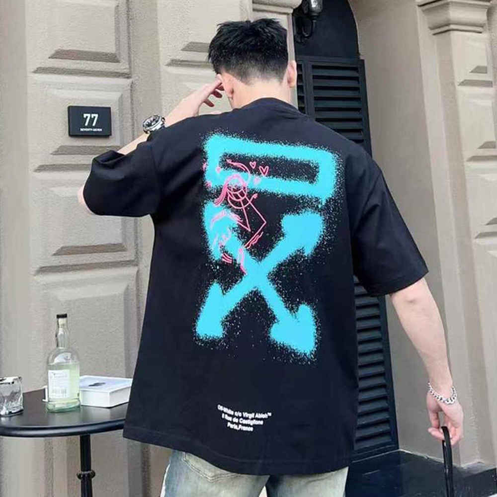 Off-White X Andre Saraiva Spray Arrow Slim Black Baggy T-Shirt-thumb-1