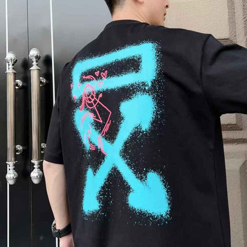 Off-White X Andre Saraiva Spray Arrow Slim Black Baggy T-Shirt-thumb-3