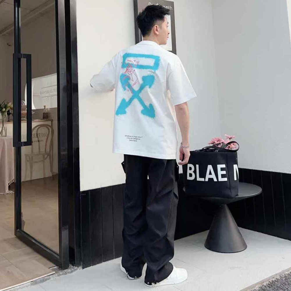 Off-White X Andre Saraiva Spray Arrow Slim White Baggy T-Shirt-thumb-3