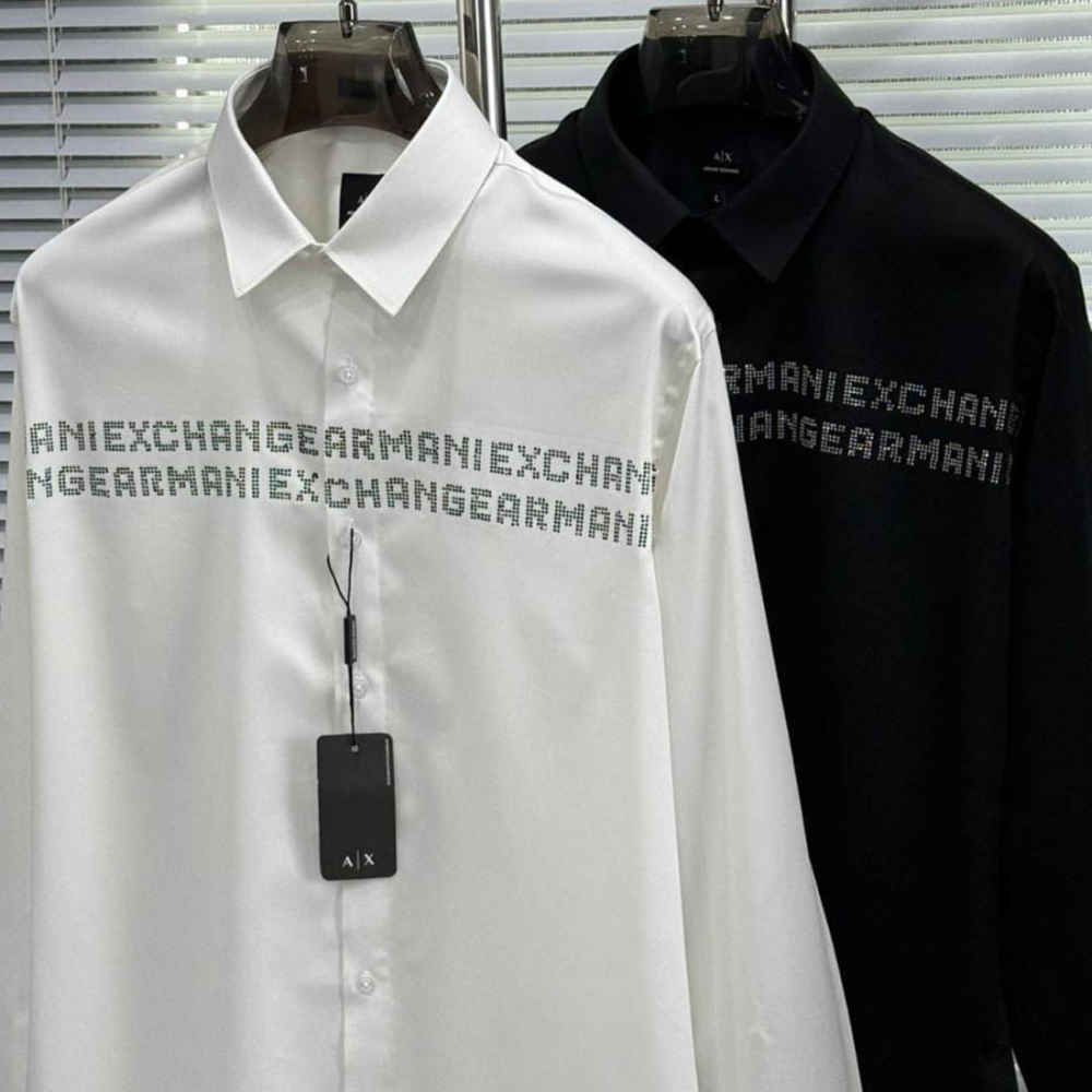 Armani Exchange Men's Regular Fit Black Cotton Shirt-3