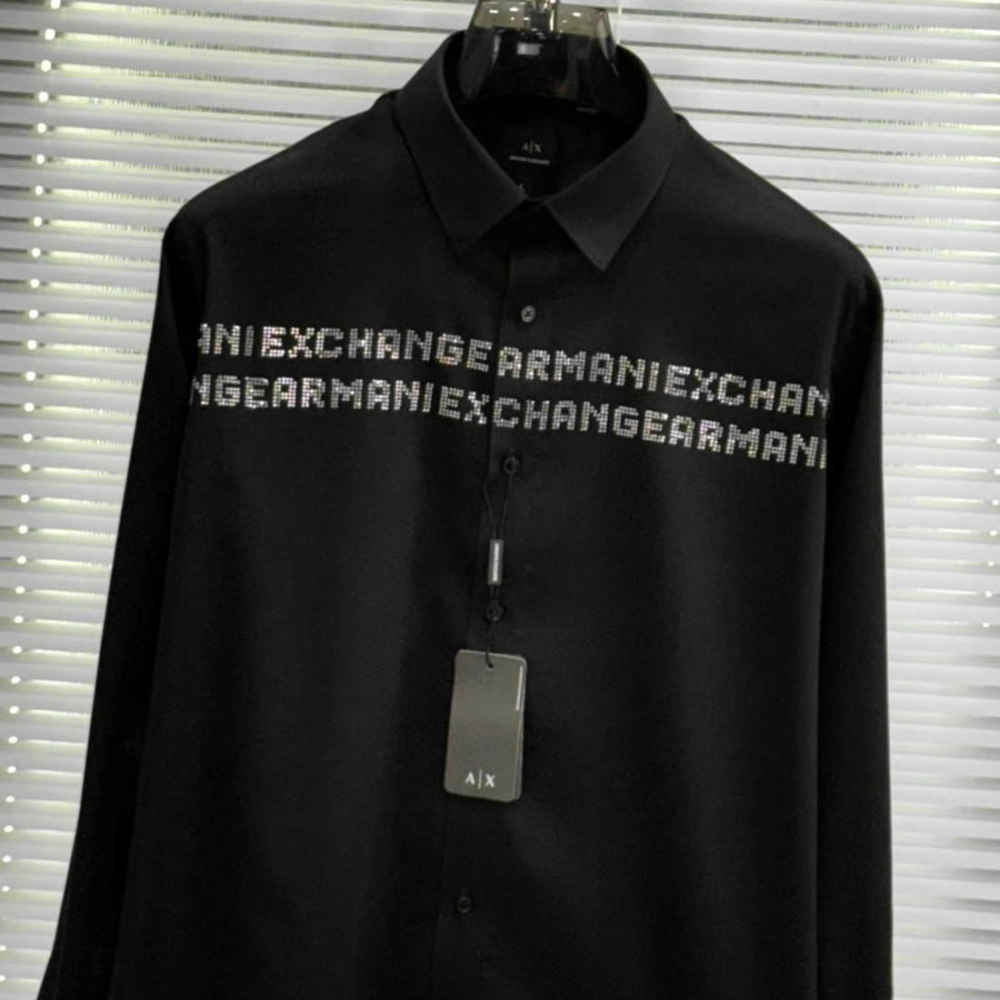 Armani Exchange Men's Regular Fit Black Cotton Shirt-1