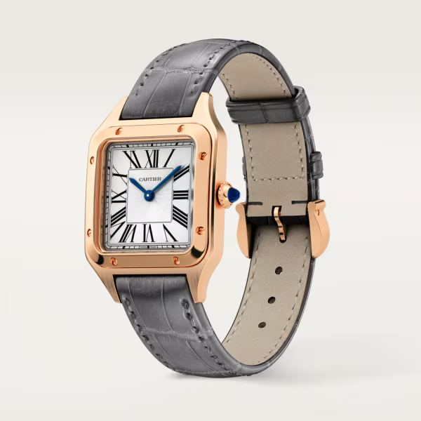 Cartier Santos Dumont quartz movement, rose gold, leather Band watch WGSA0022-4