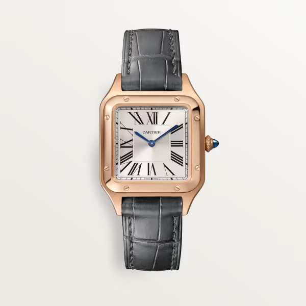 Cartier Santos Dumont quartz movement, rose gold, leather Band watch WGSA0022-9