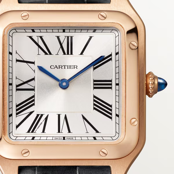 Cartier Santos Dumont quartz movement, rose gold, leather Band watch WGSA0022-1