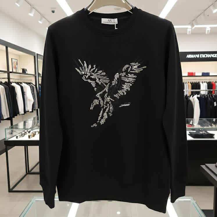 Armani Exchange Black Cotton Sweatshirt-thumb-0