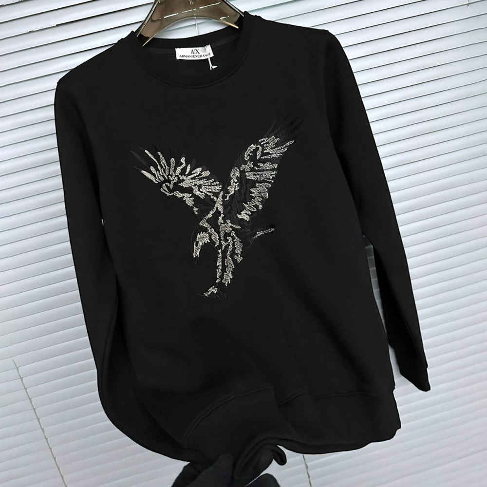 Armani Exchange Black Cotton Sweatshirt-thumb-1