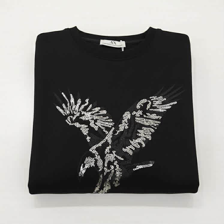 Armani Exchange Black Cotton Sweatshirt-thumb-6