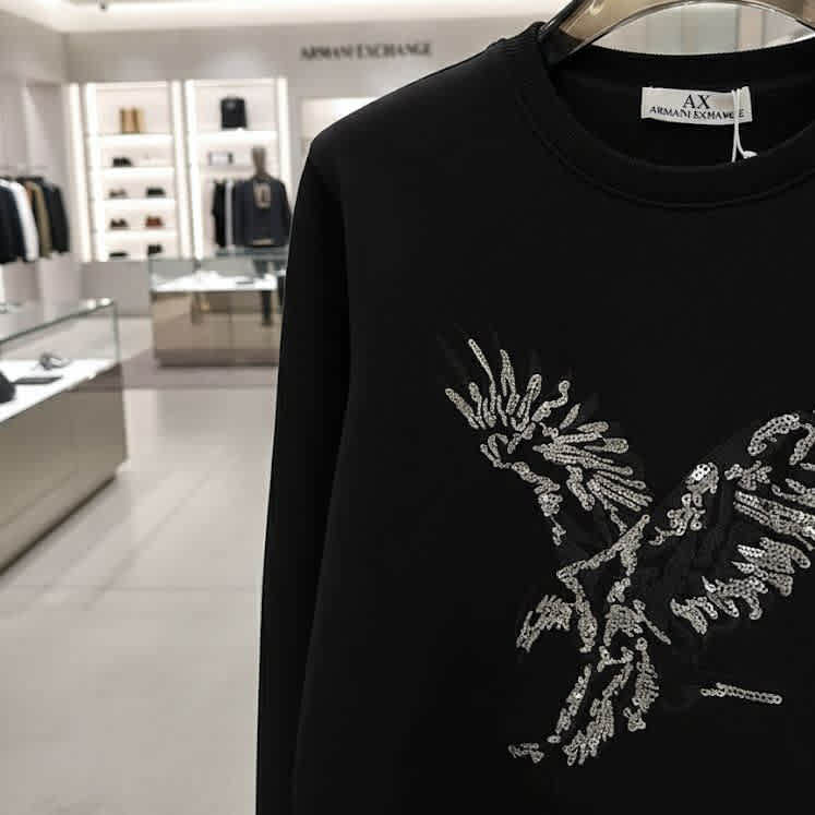 Armani Exchange Black Cotton Sweatshirt-thumb-3