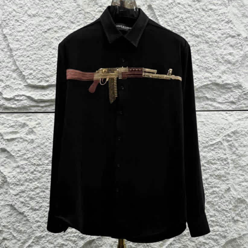 Dolce & Gabbana AK-47 Gun Print Black Premium Shirt-3
