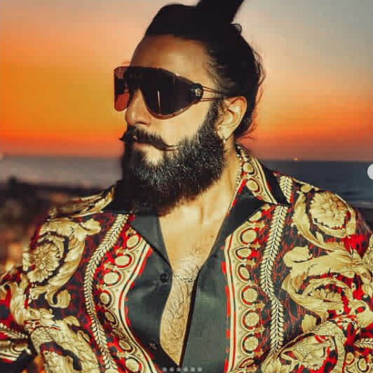 Versace Jeans Couture Wild Barocco Illusion Red Silk Shirt-thumb-2