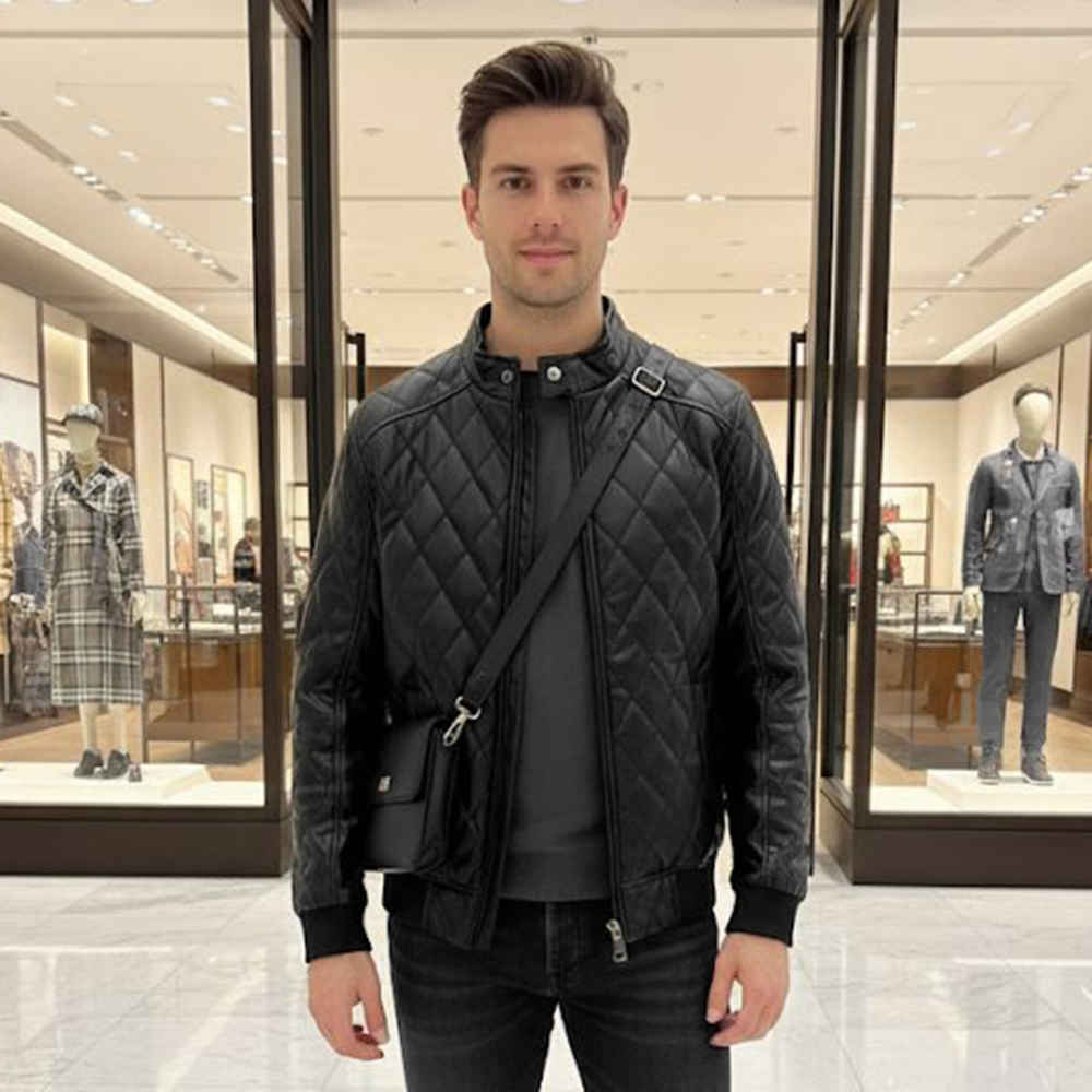 Burberry Quilted Black Bomber Jacket-thumb-1