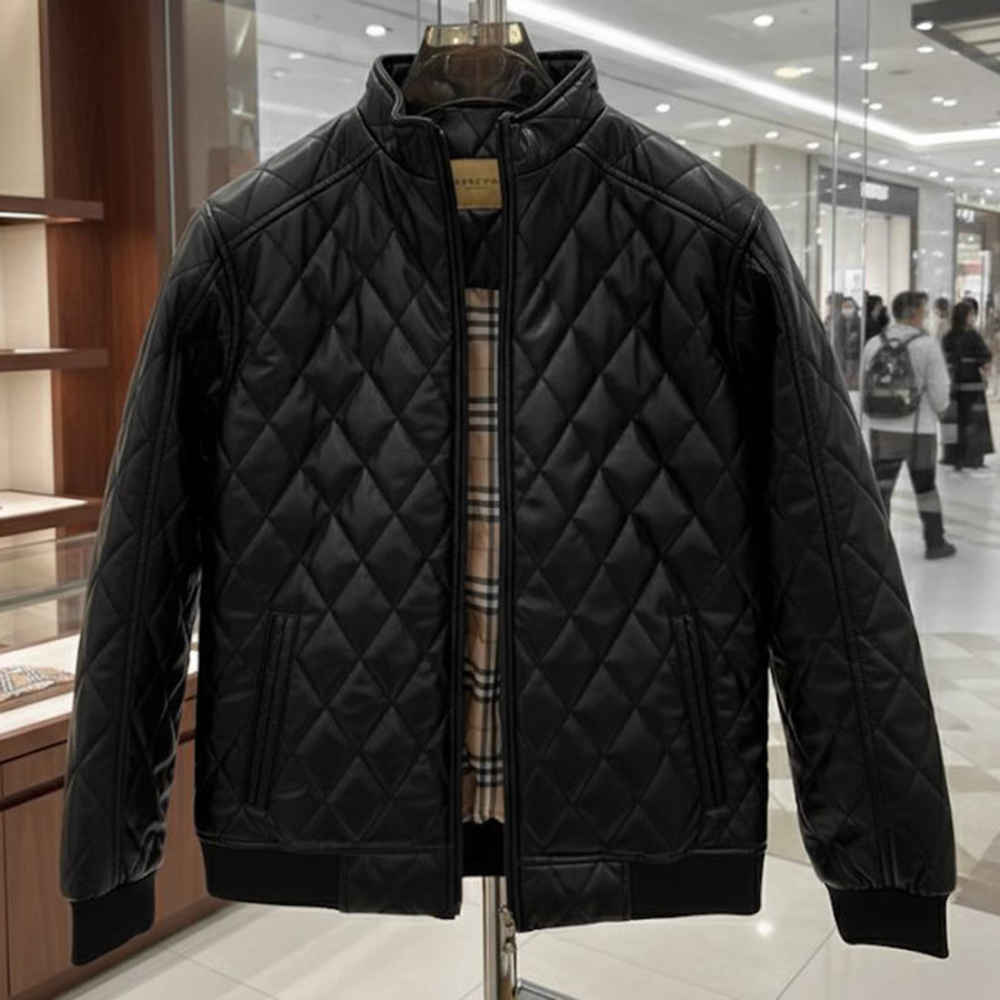 Burberry Quilted Black Bomber Jacket-thumb-3