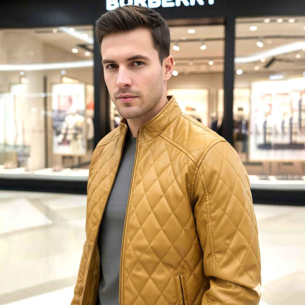 Burberry Quilted YellowBomber Jacket-thumb-1