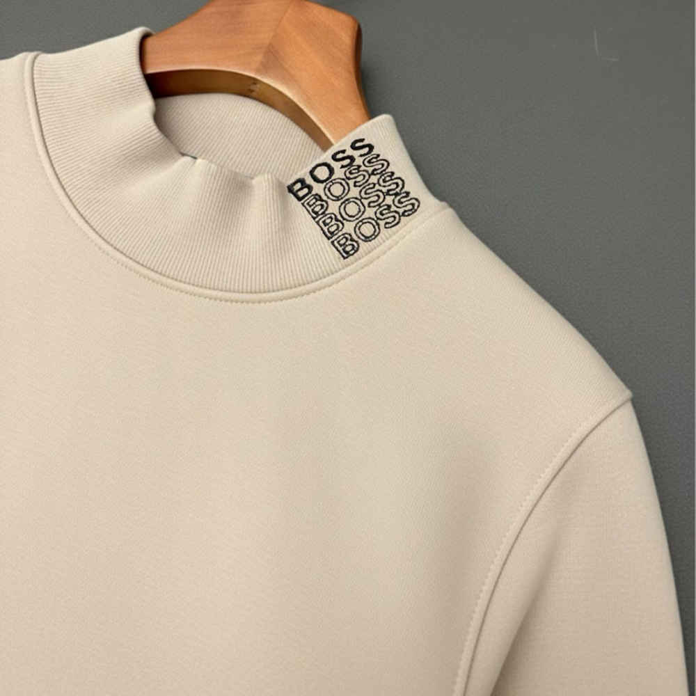 Boss Embroidery White Cotton Sweatshirt-2