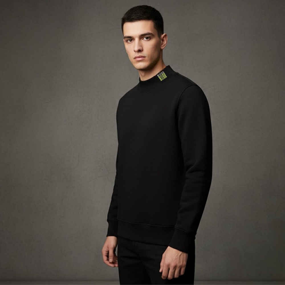 Boss Embroidery Green Cotton Sweatshirt-thumb-2