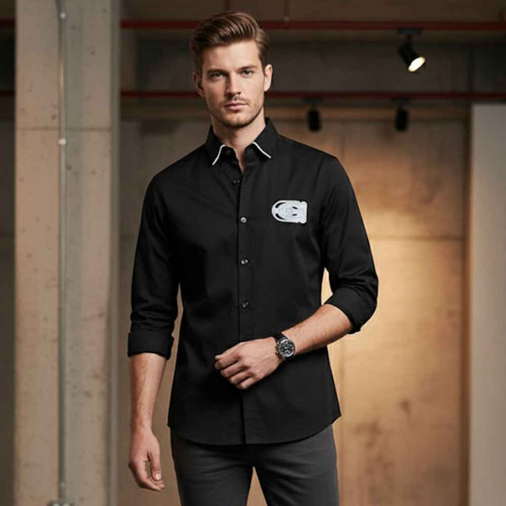 Coach Embroidered Black Premium Cotton Shirt-1